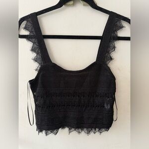 Zara Knit Top with Metallic Thread in Black Size M